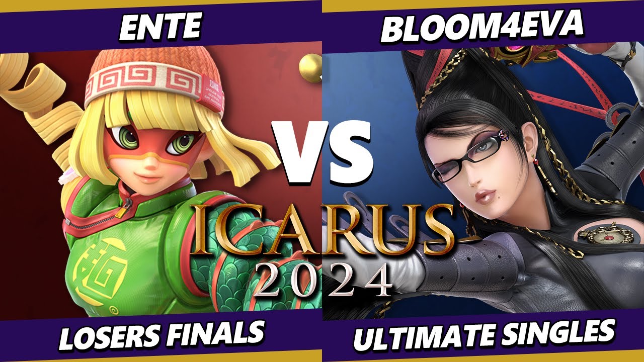 ICARUS 2024 LOSERS FINALS - Ente (Min Min, Steve) Vs. Bloom4Eva (Bayonetta) Smash Ultimate - SSBU