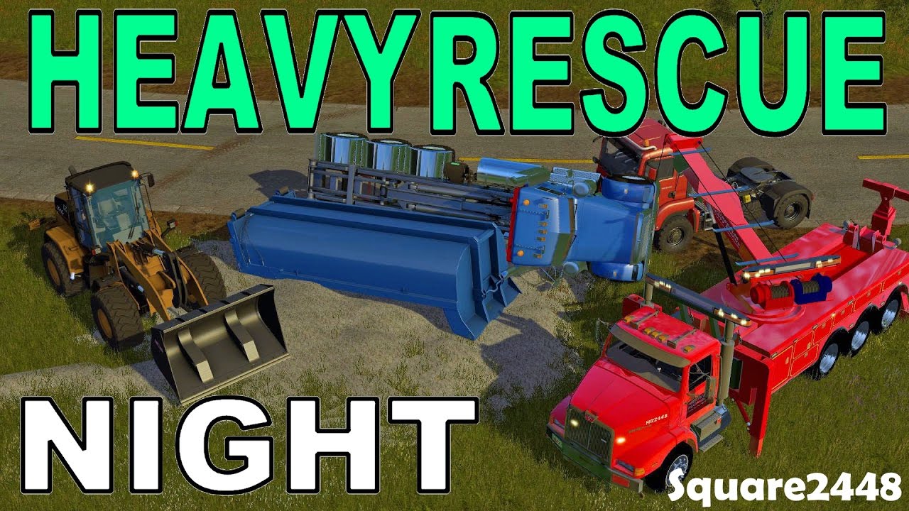 Farming Simulator 17 - Heavy Rescue At Night - Rolled Over Truck - Gravel Spill