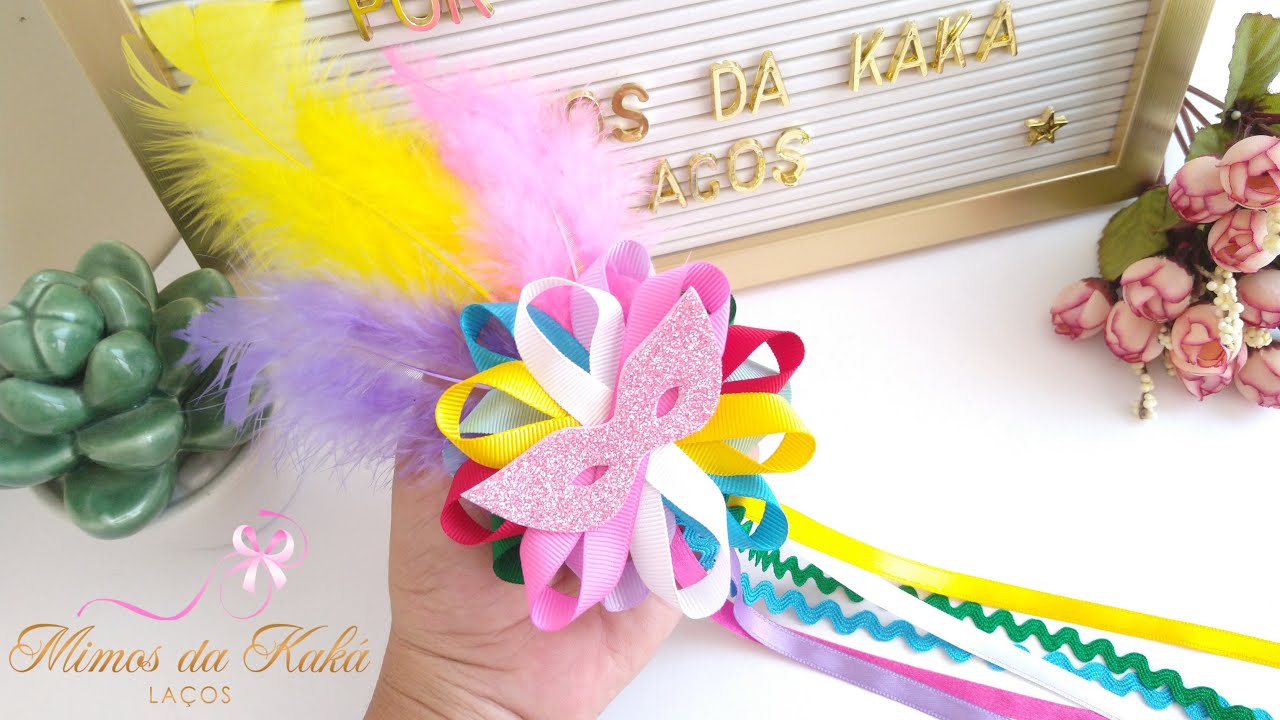 Laço Carnaval #Folia-Diy Ribbon Bow-Kaká Magalhães