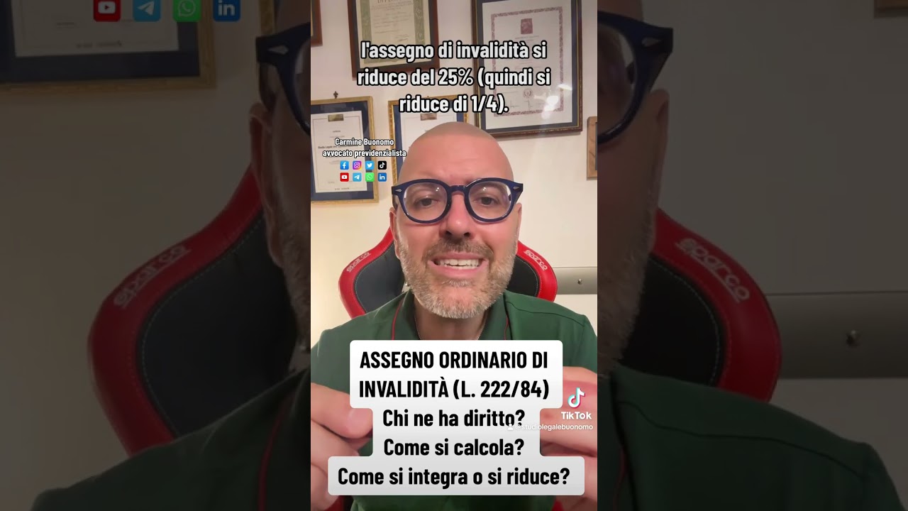 Assegno ordinario di invaliditá (L. 222/84) #inps #invalidità #bonus
