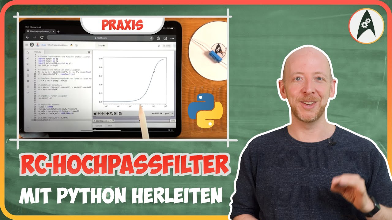 E-Technik für Faule: Übertragungsfunktion RC-Hochpass mit Python herleiten