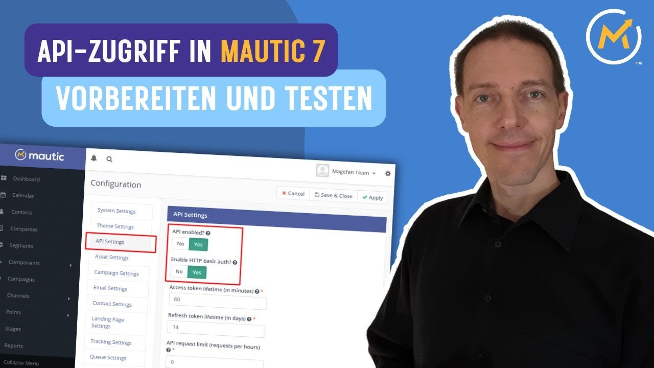 Mautic: Bereiten Sie Ihren API Zugang vor und testen Sie ihn