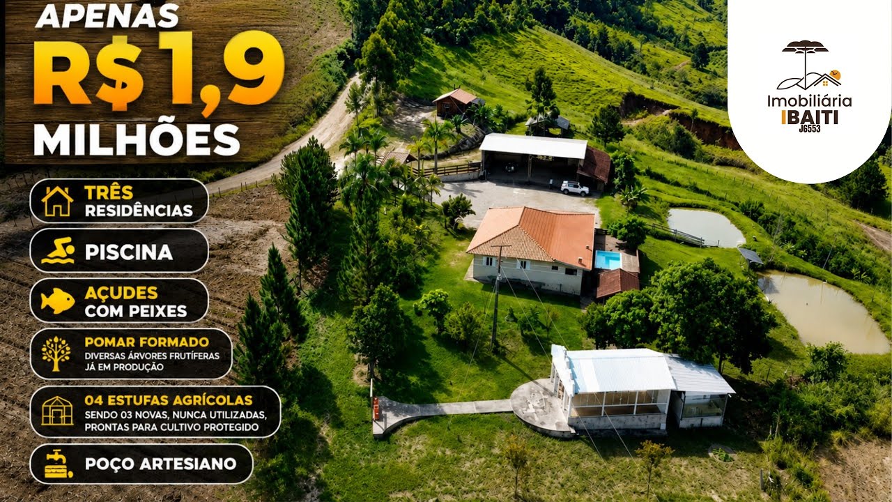 CHÁCARA SÍTIO AGRONEGÓCIO PRONTO GRANDE ESTRUTURA COM IGREJA 3 CASAS GALPÃO ÁGUA R$ 2,8 MI-Cód:2512