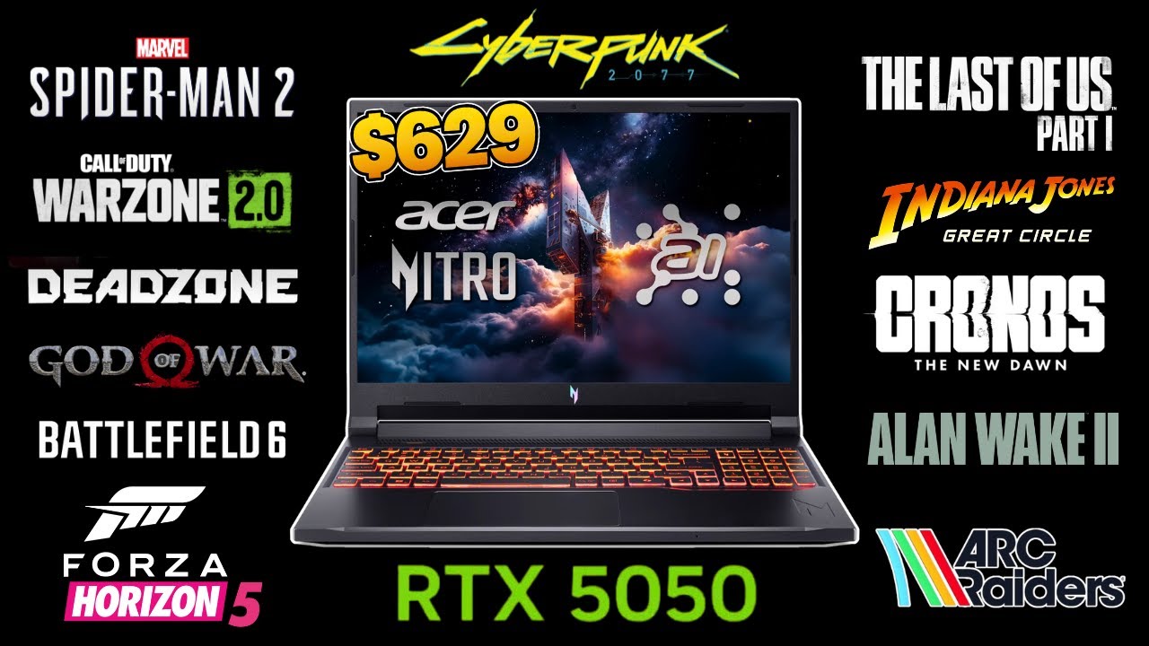 Acer Nitro V16 AI (RTX 5050) | Testing 20 Demanding Games | $629 Christmas Sale!