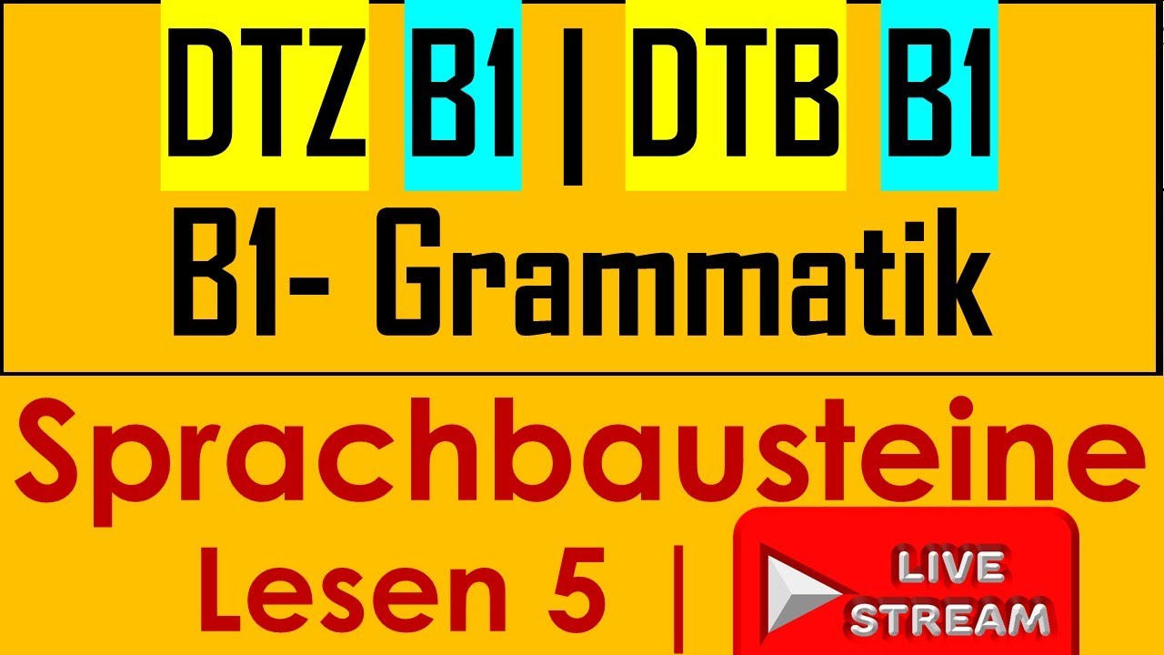 DTZ | DTB B1 | B1- Grammatik | Sprachbausteine | Live am 15.02.2025 #dtzb1 #telcb1 #b1 #goethe