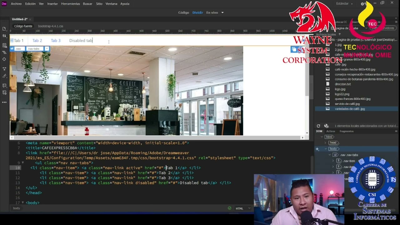 tutorial de creación de pagina web en Dreamweaver