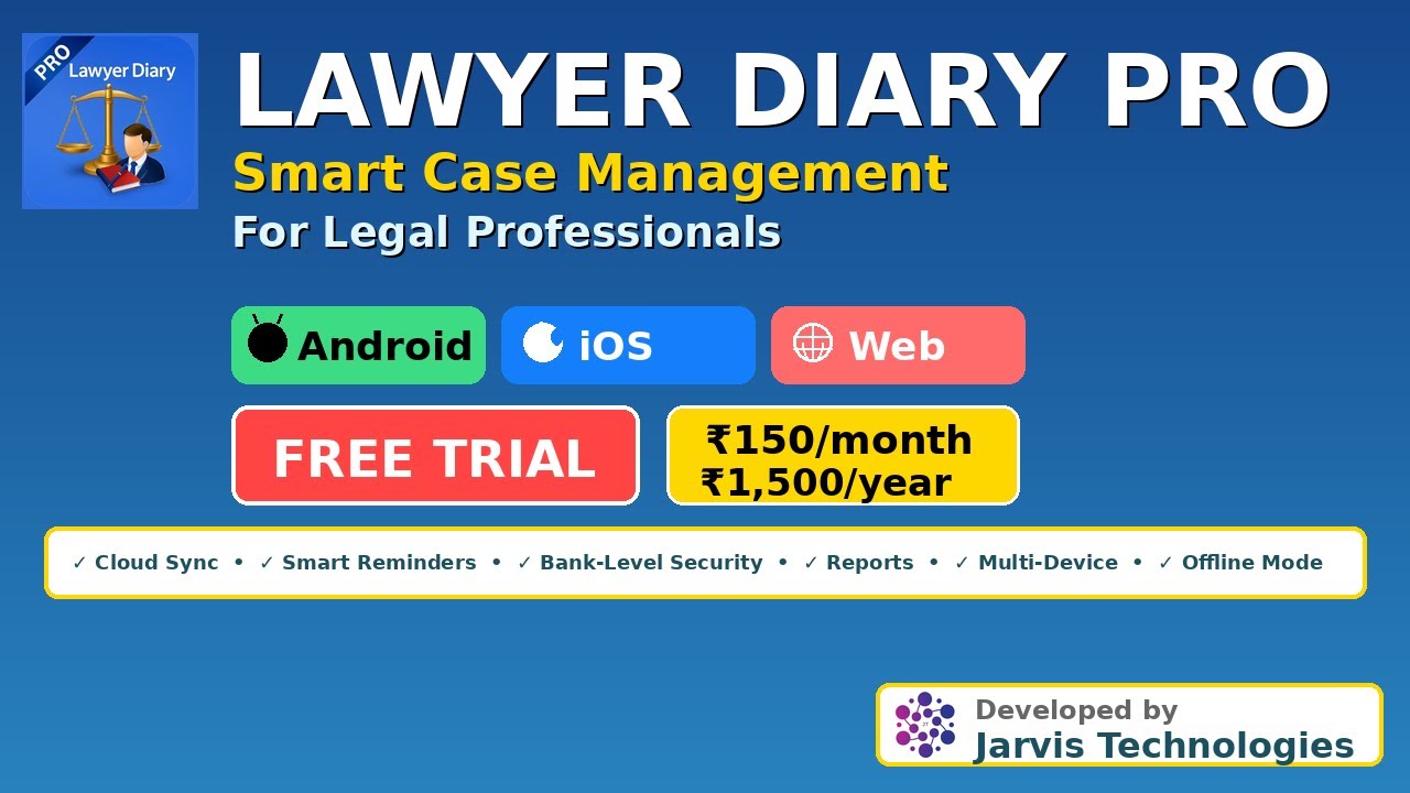 Lawyer Diary Pro - Complete Case Management App for Indian Lawyers | Android, iOS & Web