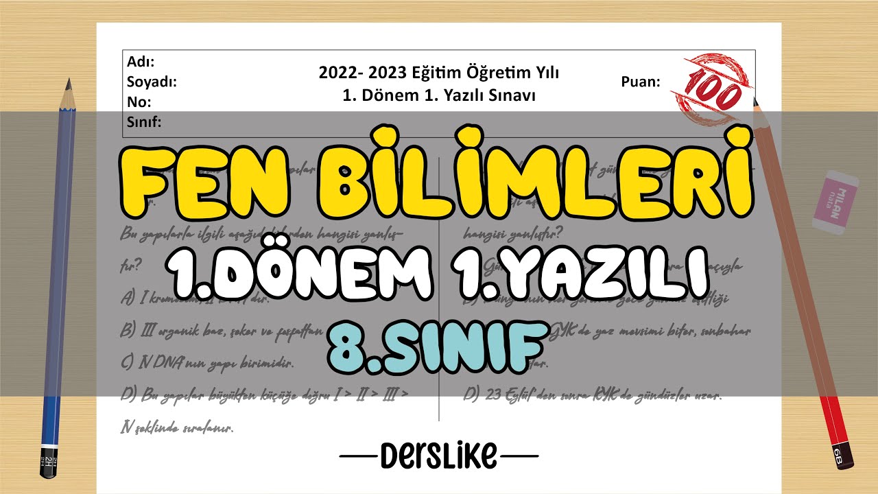 8. Sınıf Fen Bilimleri 1.Dönem 1.Yazılı Soruları #2023