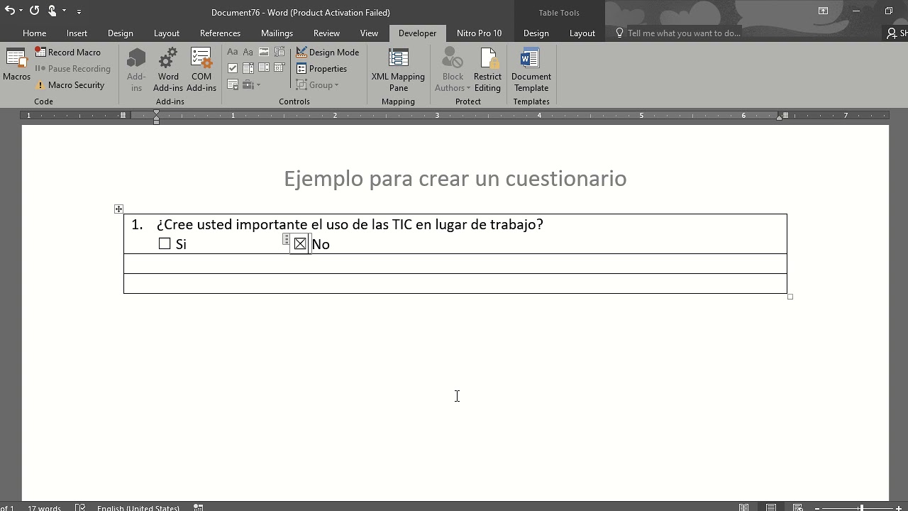 Crear Cuestionario en Word