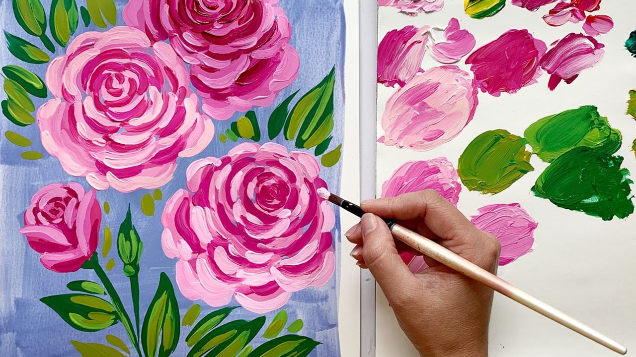 Painting A Rose In Acrylic