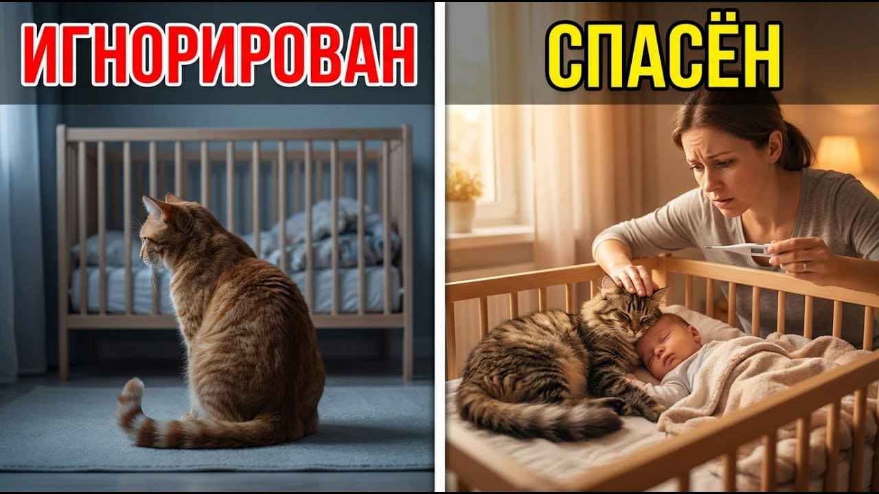 Кошка игнорировала младенца месяцами. Но когда ребёнок заболел — она ПОЧУВСТВОВАЛА первой