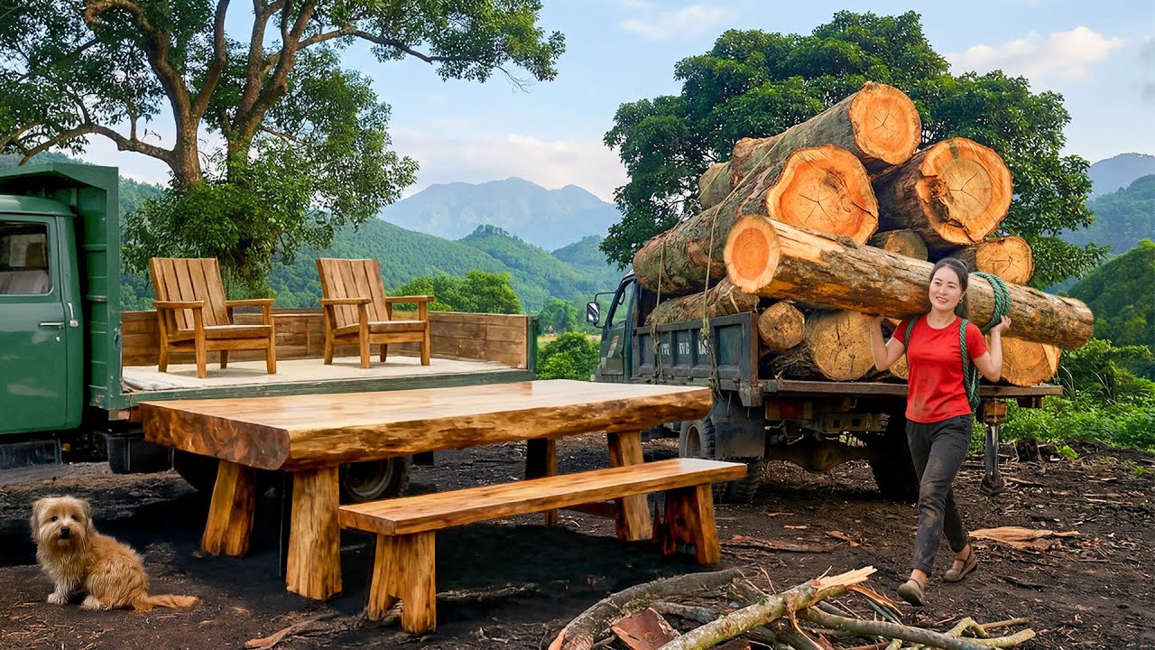 Truck Transport of Ly Hoang Linh Tables & Firewood | Selling at Market & Helping People