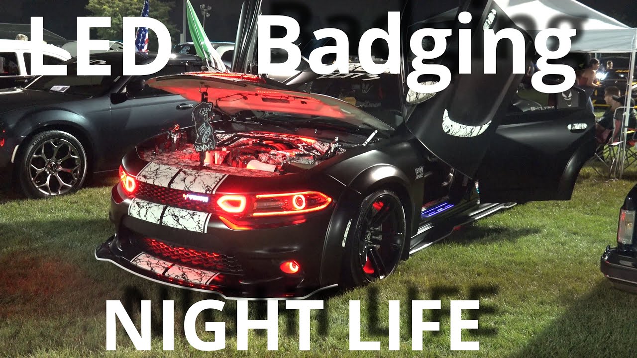 MASSIVE CUSTOM BADGING on Dodge Charger - wid3 VENOM -LEDS U Name IT Justice Car Show