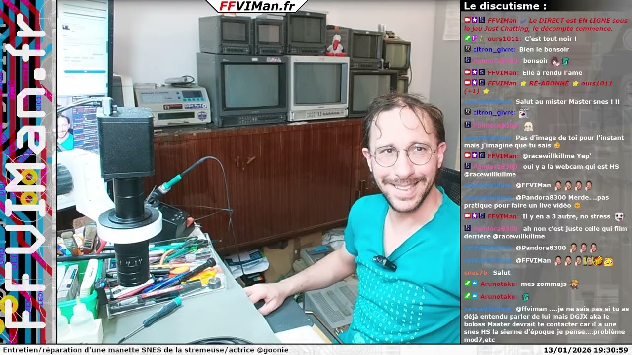 V.A.L.D Twitch 13/01/2026 : Entretien/réparation d'une manette SNES de la streameuse/actrice @goonie