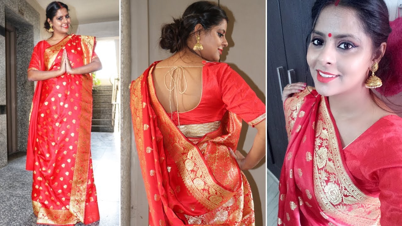 How to wear a saree in Bengali style | স্যারি বঙ্গের স্টাইল - Srishti's Diary