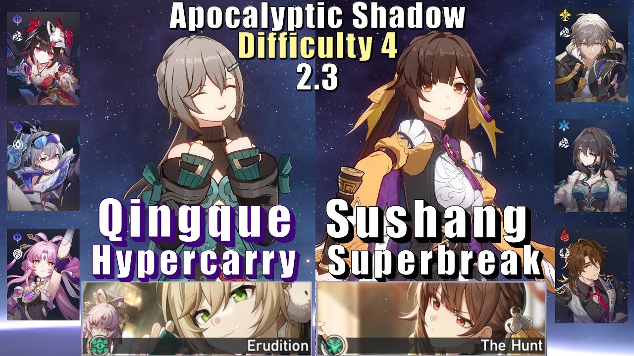 Apocalyptic Shadow 4 | E6 Qingque Hyper & E6 Sushang Superbreak | 2.3 3 Stars | Star Rail