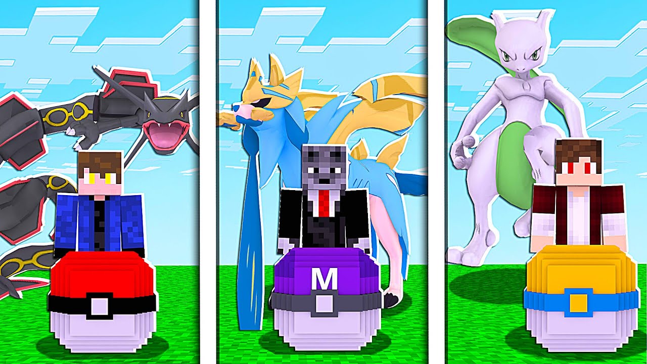 Minecraft - LUCKY PIXELMON DOS POKEMON SHINY MEWTWO VS ZACIAN VS RAYQUAZA! ( Pixelmon Mod )