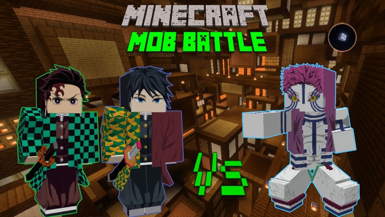 Tanjiro and Giyu Vs Akaza(ろうる [LowRu]) - Infinity Castle Minecraft Mob Battle 