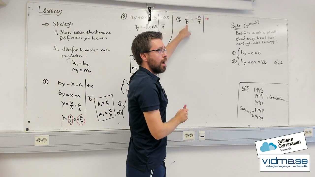 Matematik 2. EKVATIONSSYSTEM, RIKTIGT SVÅR A-UPPGIFT