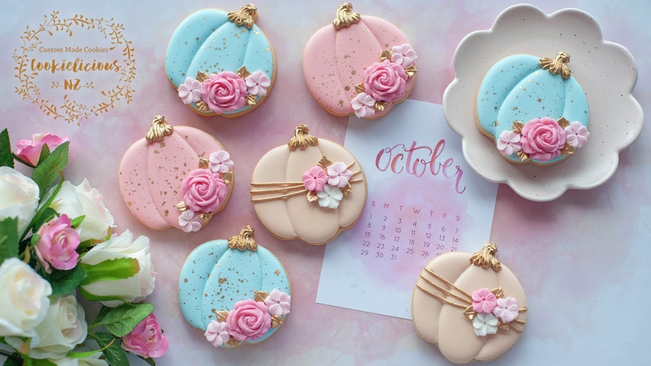 How to make PRETTY FLORAL PUMPKIN COOKIES
