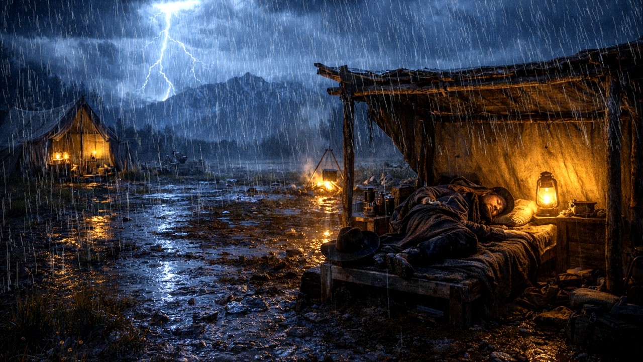 Arthur Sleeping Peacefully in a Simple Camping Tent During Heavy Rain Alone | RDR2 ASMR Ambience