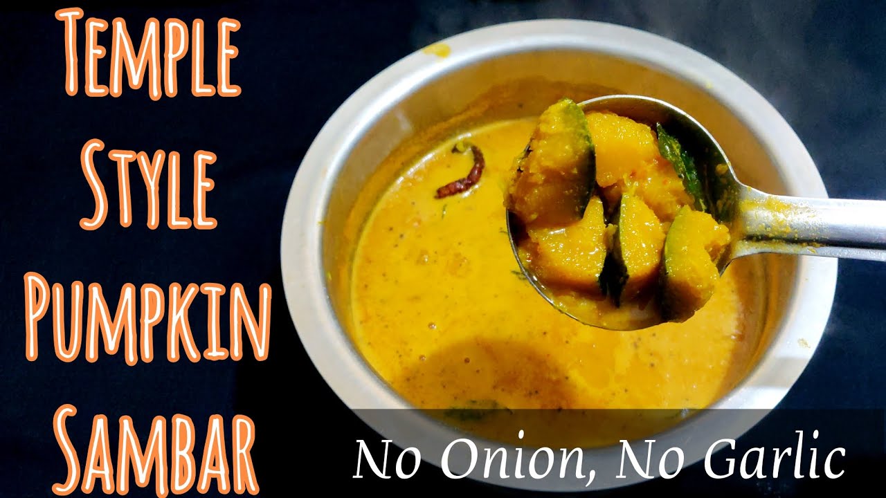 Divine taste in every spoon! Temple Style Pumpkin Sambar (No onion, No garlic)