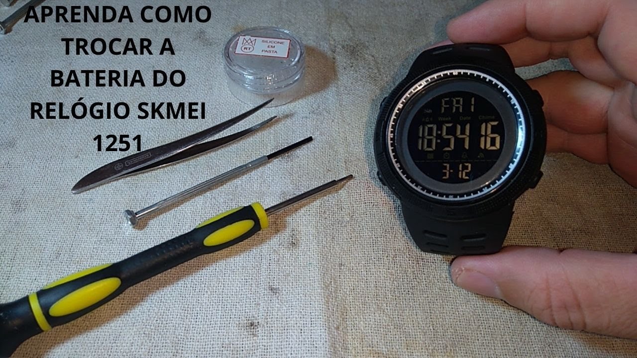COMO TROCAR A BATERIA DO RELOGIO SKMEI 1251 DIGITAL | troca de pilha do relogio digital