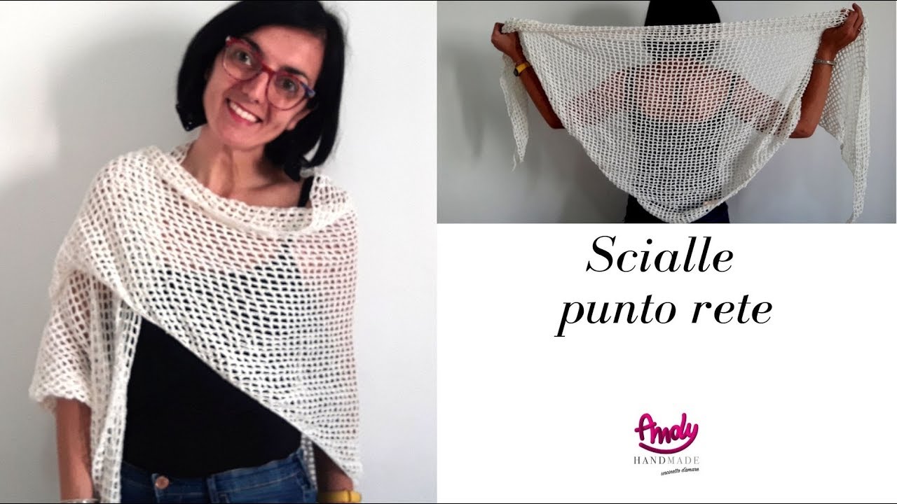 TUTORIAL Scialle punto rete uncinetto - triangle crochet shawl (sub.english)