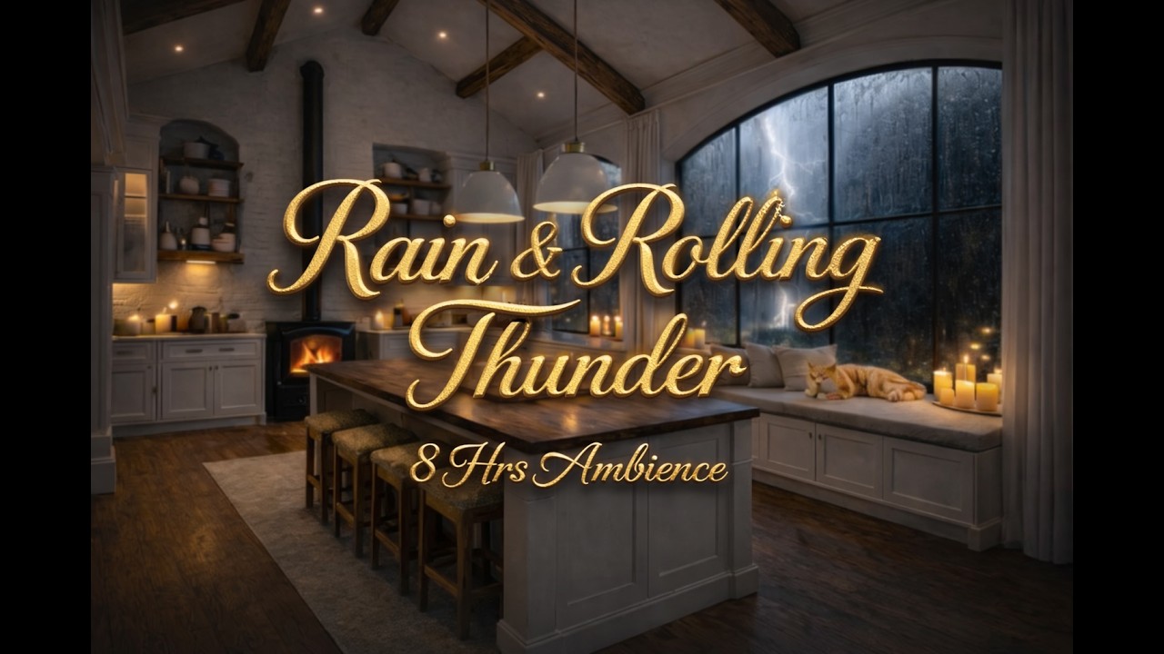 Cozy Kitchen Thunderstorm | 8 Hours Heavy Rain & Rolling Thunder