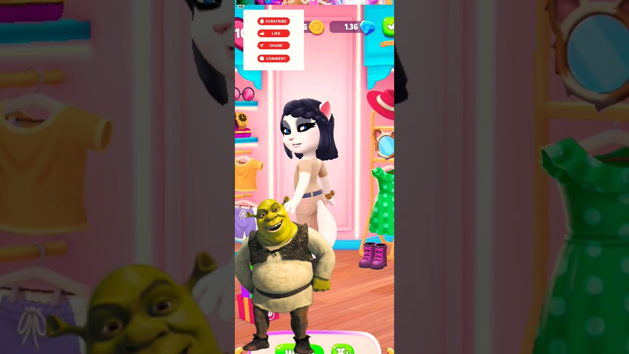 Shrek Makeover My Talking Angela 2 #shorts #yotubeshorts #mytalkingangela2 #bhootiyakahani
