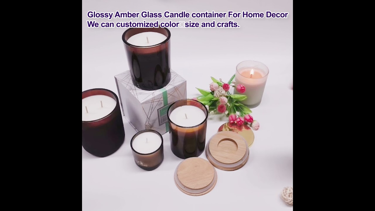 luxury frosted amber candle scented glass candle jar with wooden lid