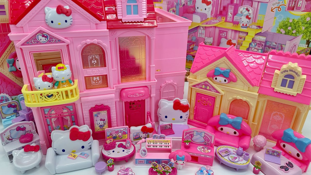 Satisfying with Unboxing Cute Pink Hello Kitty My Melody Doll House Playset ASMR Toys