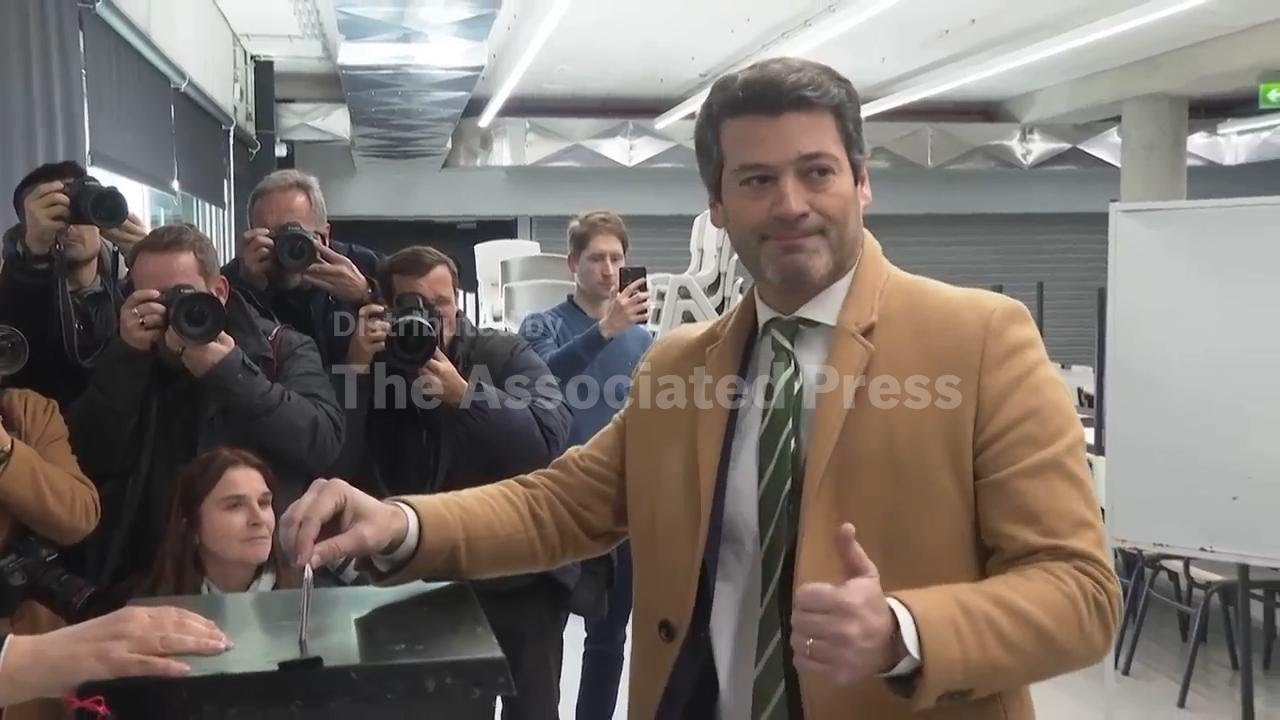 Leader of radical right party Chega casts his ballot in Portugal election