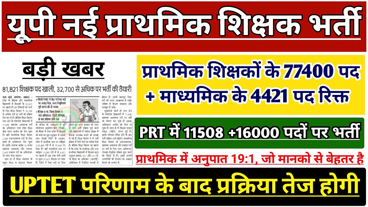 UP PRIMARY TEACHER VACANCY 2026 | UP PRT VACANCY NEWS | UP PRT SUPERTET | UP PRT 11508 BHARTI EXAM 