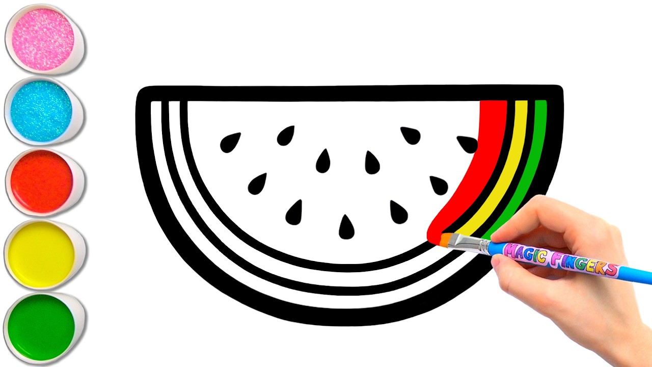 Semangka dan 8 Buah Lagi Menggambar, Melukis, Mewarnai untuk Anak, Balita | Pelajari Buah Sehat 