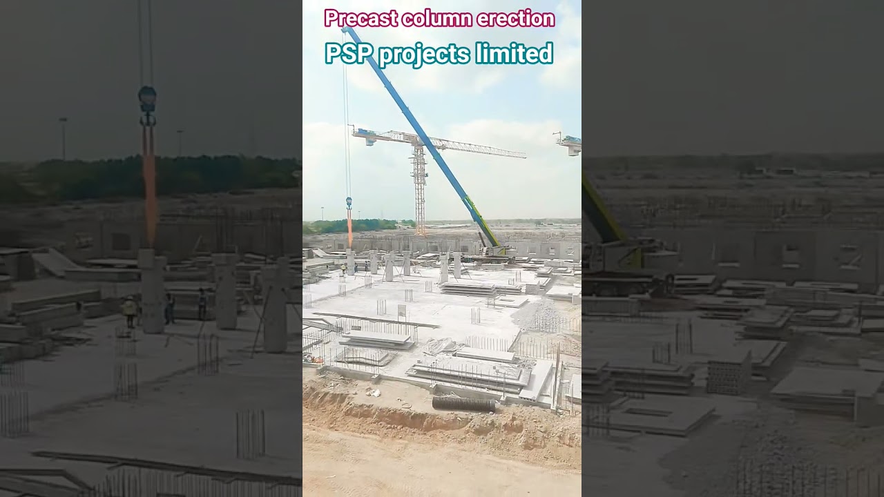 PSP projects limited/precast building project/precast column erection #viral #construction #public