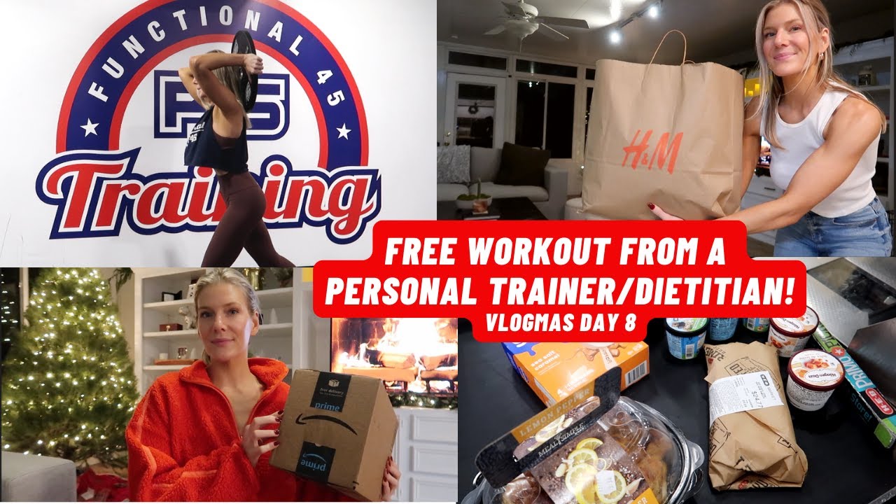 WORKOUT WITH ME! Dietitian's Grocery Haul, H&M Sale Try-On Haul and Amazon Unboxing! Vlogmas Day 8