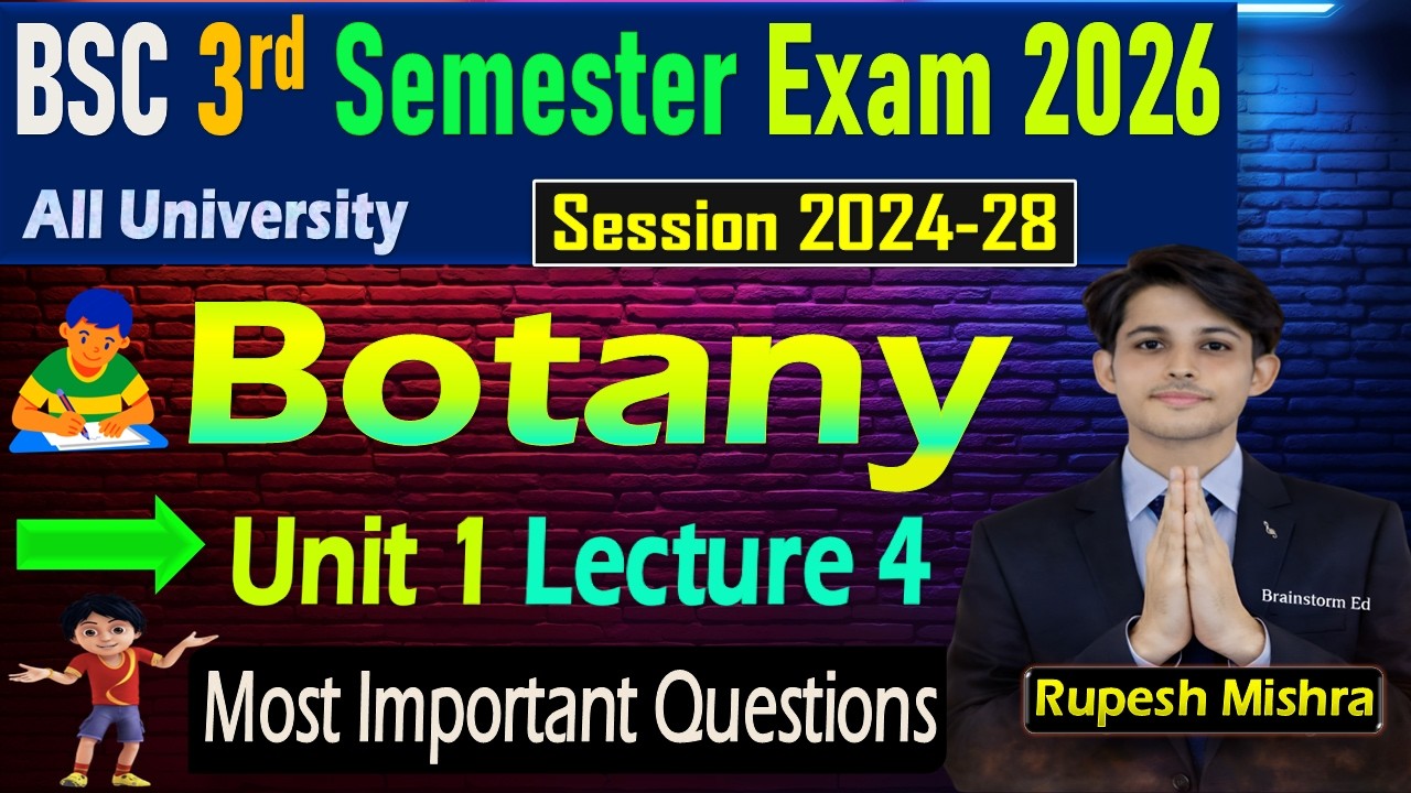 📚B.Sc 3rd Semester Botany Important Questions 2026 | Botany 3rd Semester Paper 3 Lecture 4✅