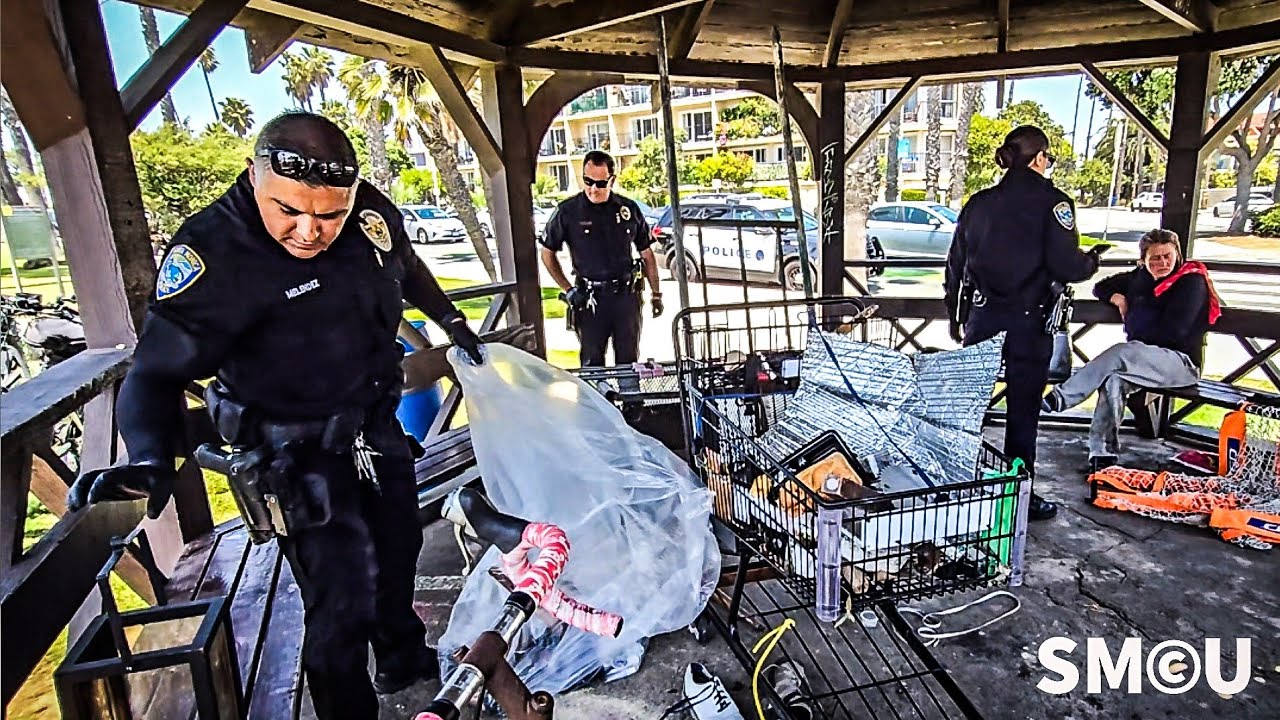 Santa Monica Police Clean Up Homeless Encampment at Crescent Bay Gazebo, One Arrested