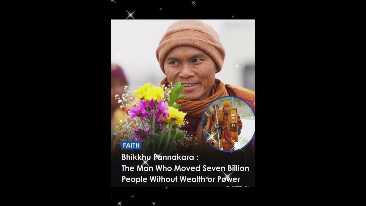 Walk for peace with 19 Buddhist monk and Aloka the peace dog