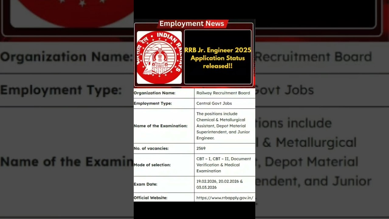 RRB JE Exam Date 2026 வெளியானது | 2569 Vacancies | CBT Schedule | 