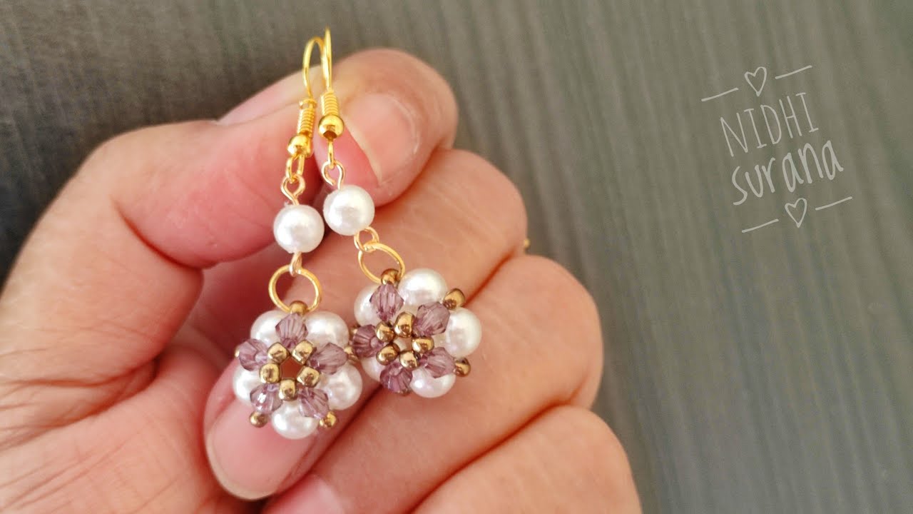 ⚜️ Dangling Pearls/ Beaded Earrings/ Pearl Jewelry/ Aretes Tutorial diy