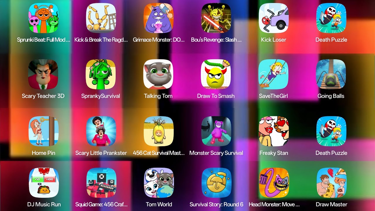Freaky Stan,Draw Master,Draw to smash, Death puzzle,Save the girl,Going balls,Scary Little,home pin