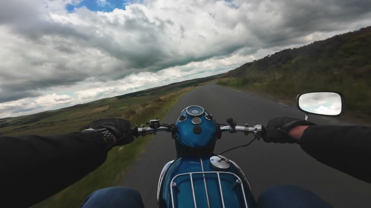 Riding the Roaches road in Staffordshire - 1966 Triumph 3TA
