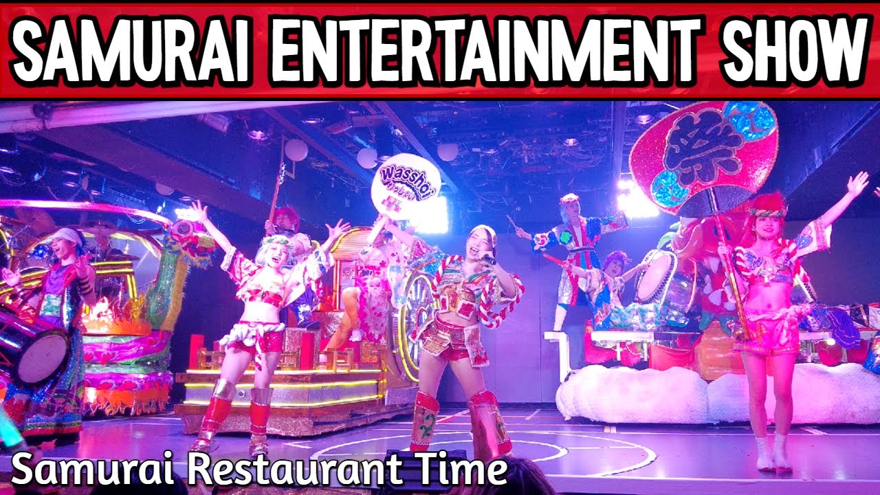 Японское развлекательное шоу в ресторане Samurai Restaurant Time в районе Кабукичо, Синдзюку!