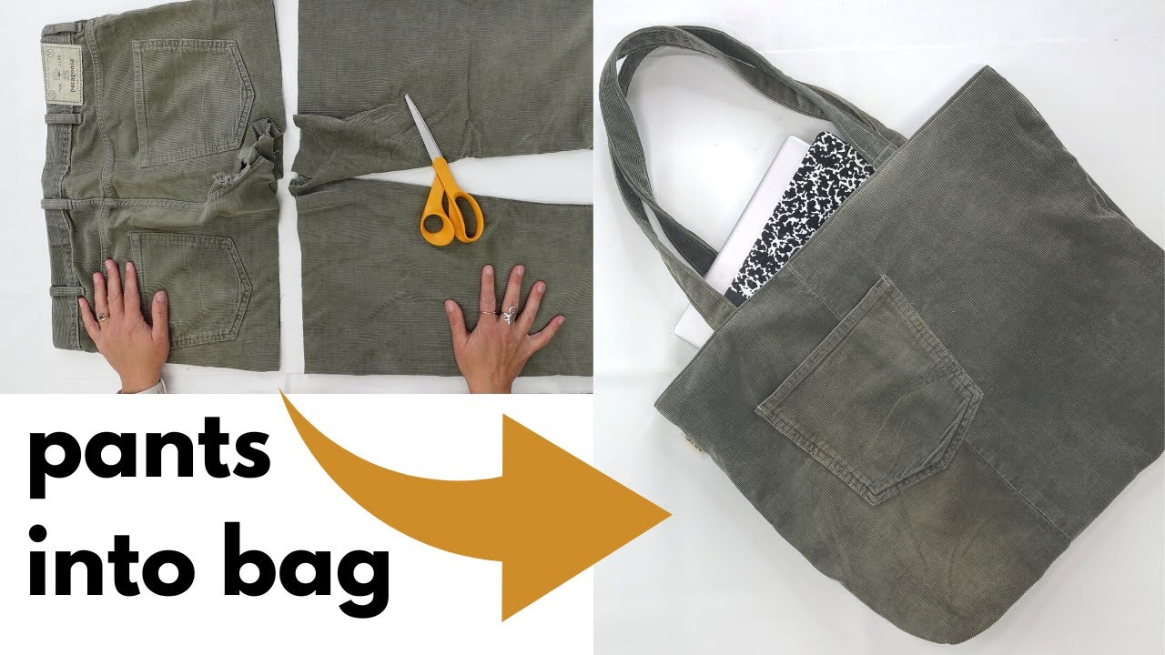 Turn your pants into a cute zippered tote bag! DIY bag tutorial!