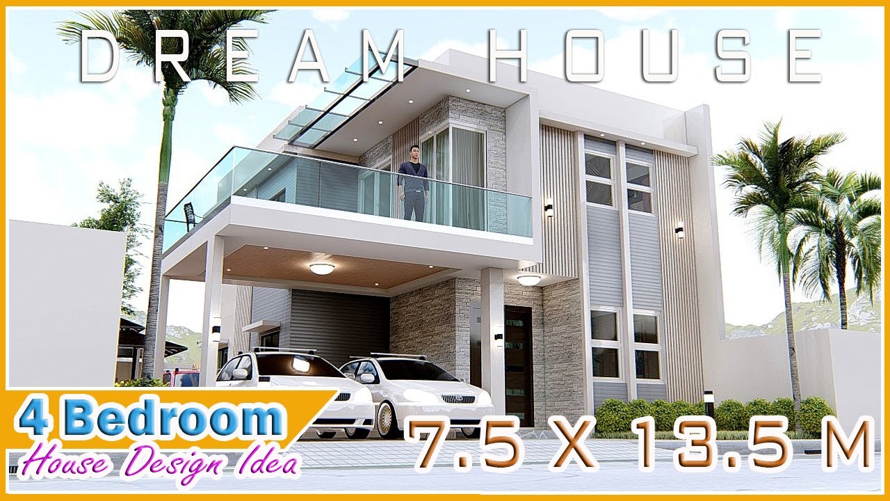 MODERN HOUSE DESIGN | 7.5 X 13.5 Meters | 4 Bedroom with Office and Maids room
