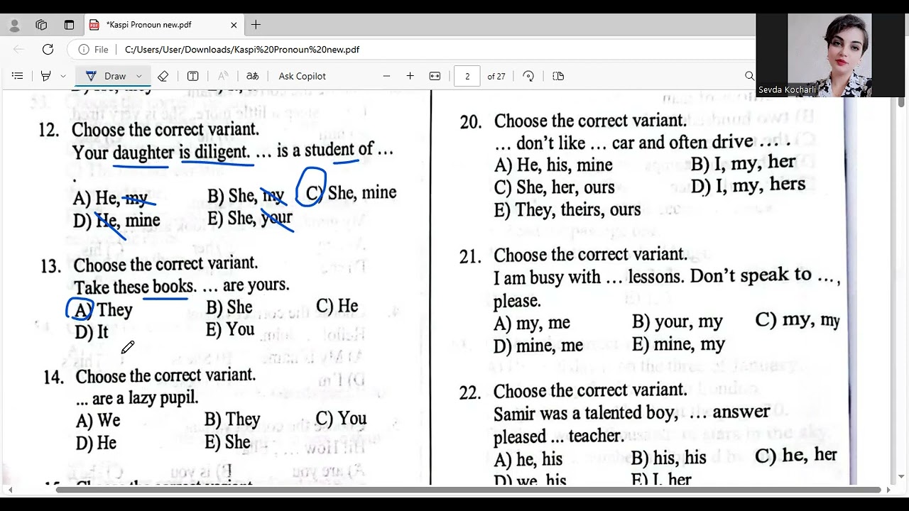 Kaspi Pronoun 1-50