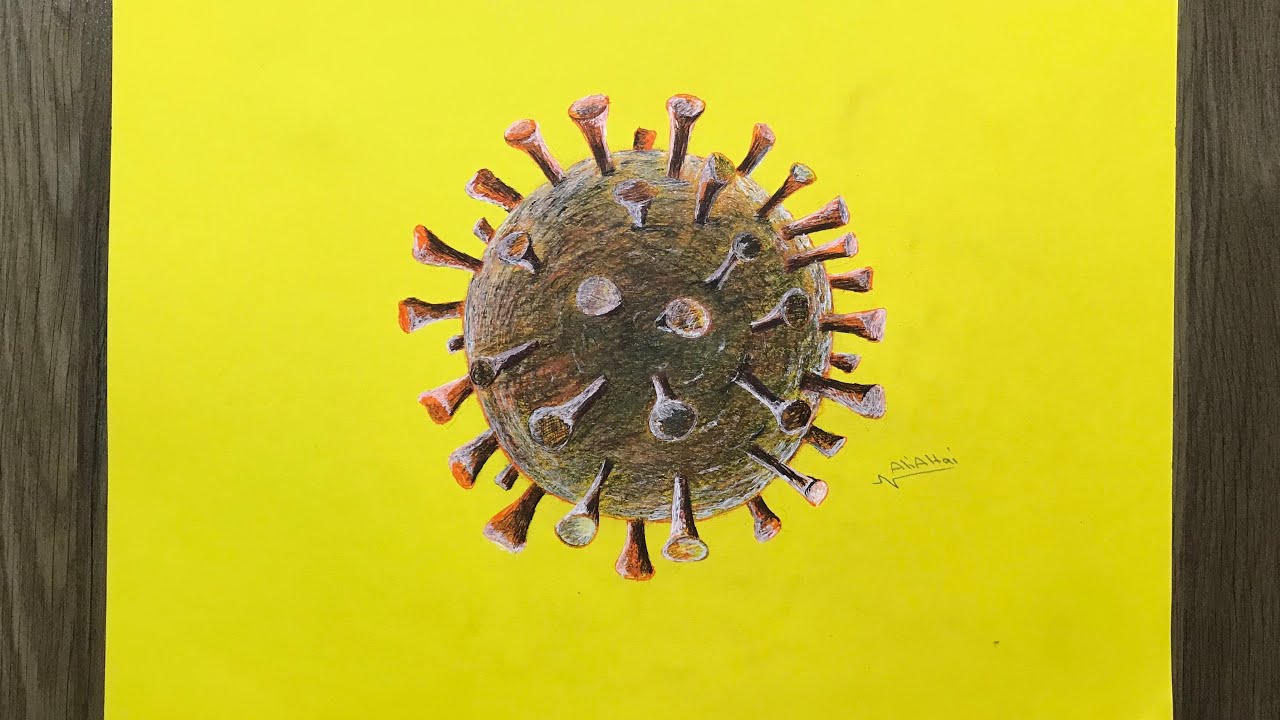 رسم فيروس كورونا  Diagram of the Covid 19 virus