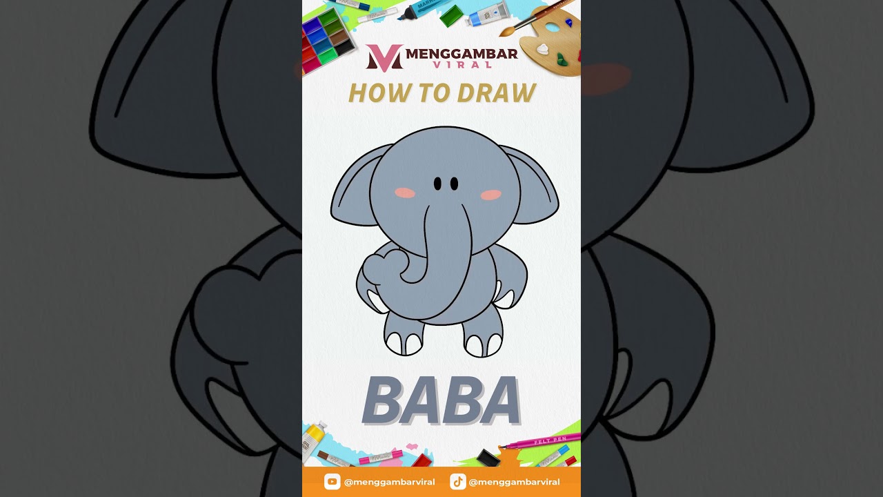 How to Draw Baba from Balita Animation | Cara Menggambar Baba si Gajah Lucu | Viral dan Mudah